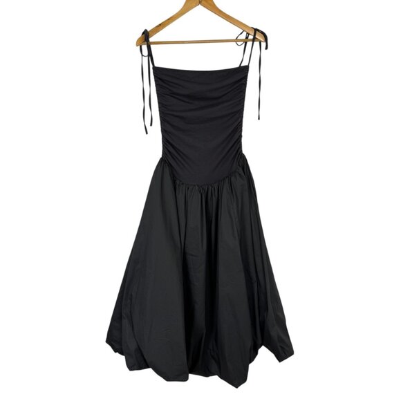 Amylynn Gray Drop Waist Bubble Hem Midi Dress Small Ruched Bodice Sleeveless - Picture 7 of 12